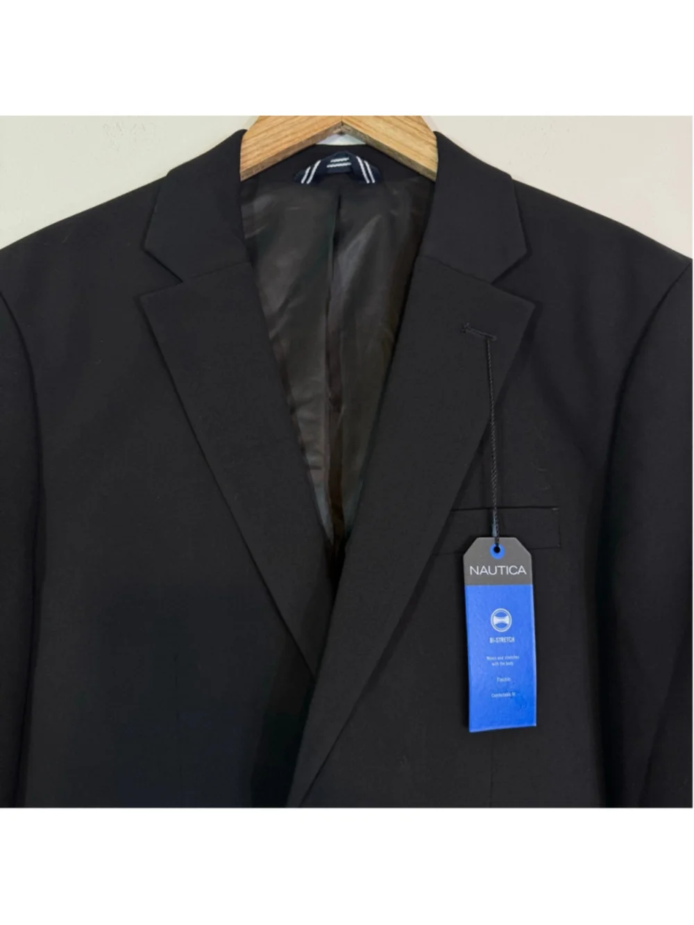 NAUTICA Men's Suit Blazer Modern-Fit Bi-Stretch Solid Black Size 38S